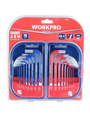 JUEGO DE LLAVES HEXAGONALES PUNTA PLANA 18 PIEZAS