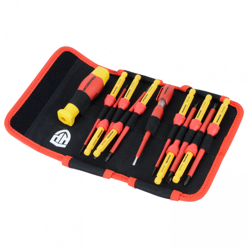 JUEGO DESTORNILLADORES AISLADOS 12 PIEZAS WP341018 1000V VDE - WORKPRO