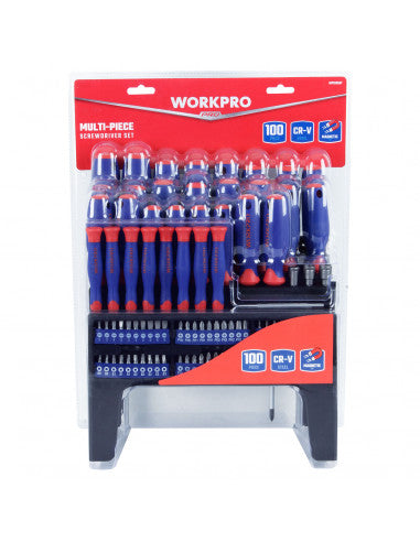 JUEGO DESTORNILLADORES Y PUNTAS 100 PIEZAS (WDP100) - WORKPRO