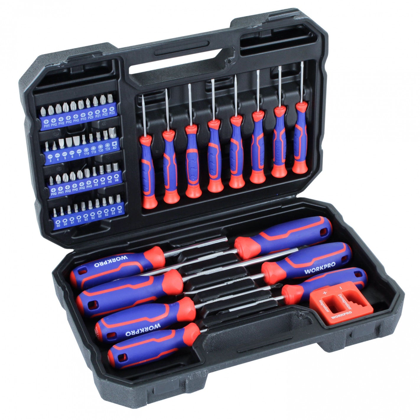 JUEGO DESTORNILLADORES Y PUNTAS 56 PIEZAS WP200518