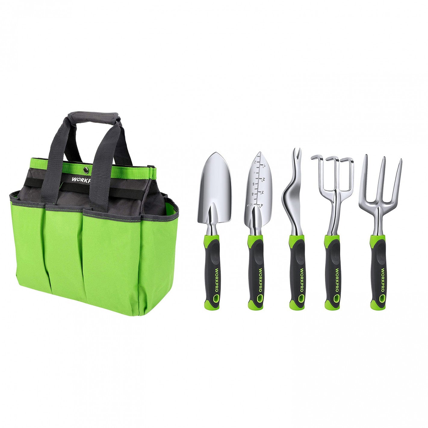 JUEGO HERRAMIENTAS JARDIN 5 PIEZAS (BOLSO VERDE) (BOLSO VERDE) - WORKPRO