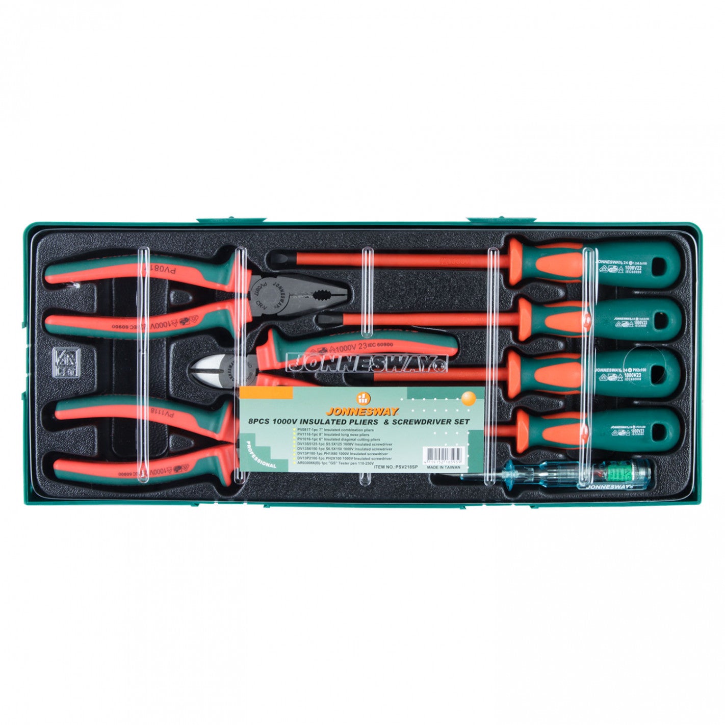 KIT ALICATE DESTORNILLADOR AISLACION 1000V PSV218S (PSV218S) - JONNESWAY