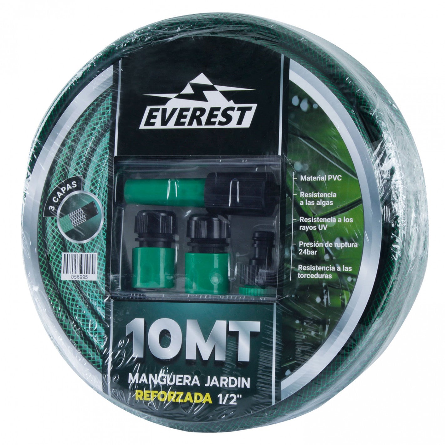 MANGUERA JARDIN REFORZADA 1/2"x 10 mt C/ACCESORIOS (MJR1210A) - EVEREST