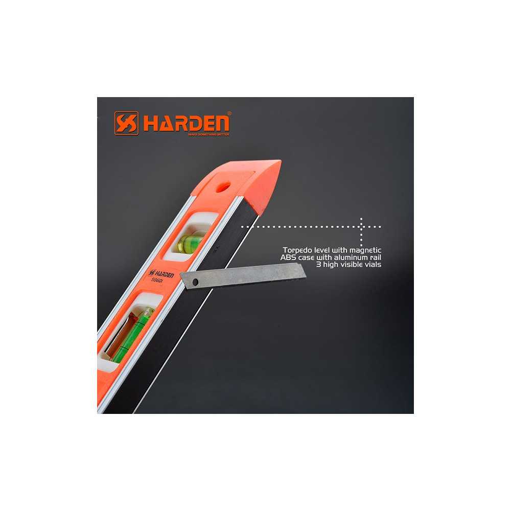 Nivel tipo torpedo 9" magnetico 3 viales Harden