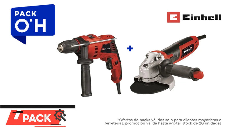 KIT TALADRO PERCUTOR 500W + ESMERIL ANGULAR 4.1/2