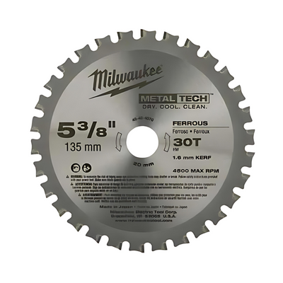 Disco de sierra circular para cortar metal y acero inoxidable de 5-3/8" 30D MILWAUKEE