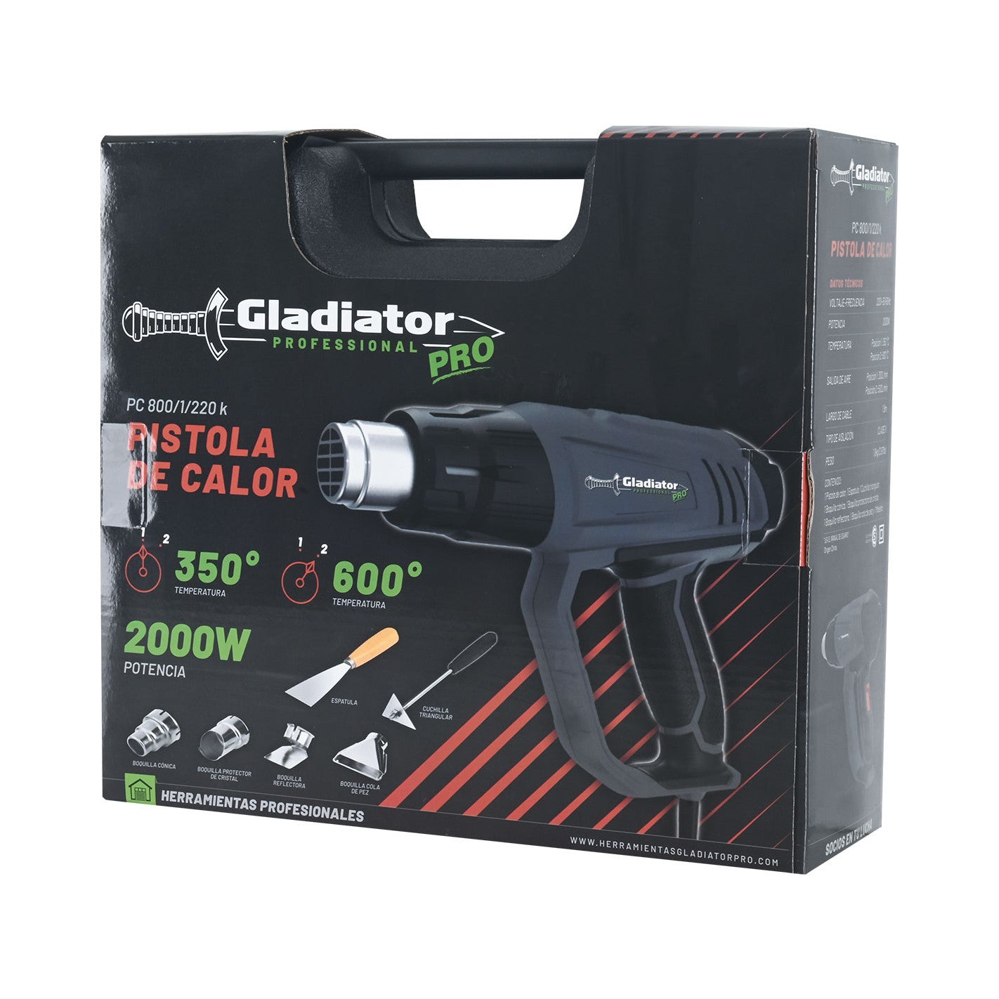 PISTOLA de CALOR 2000w PC 800K/220K