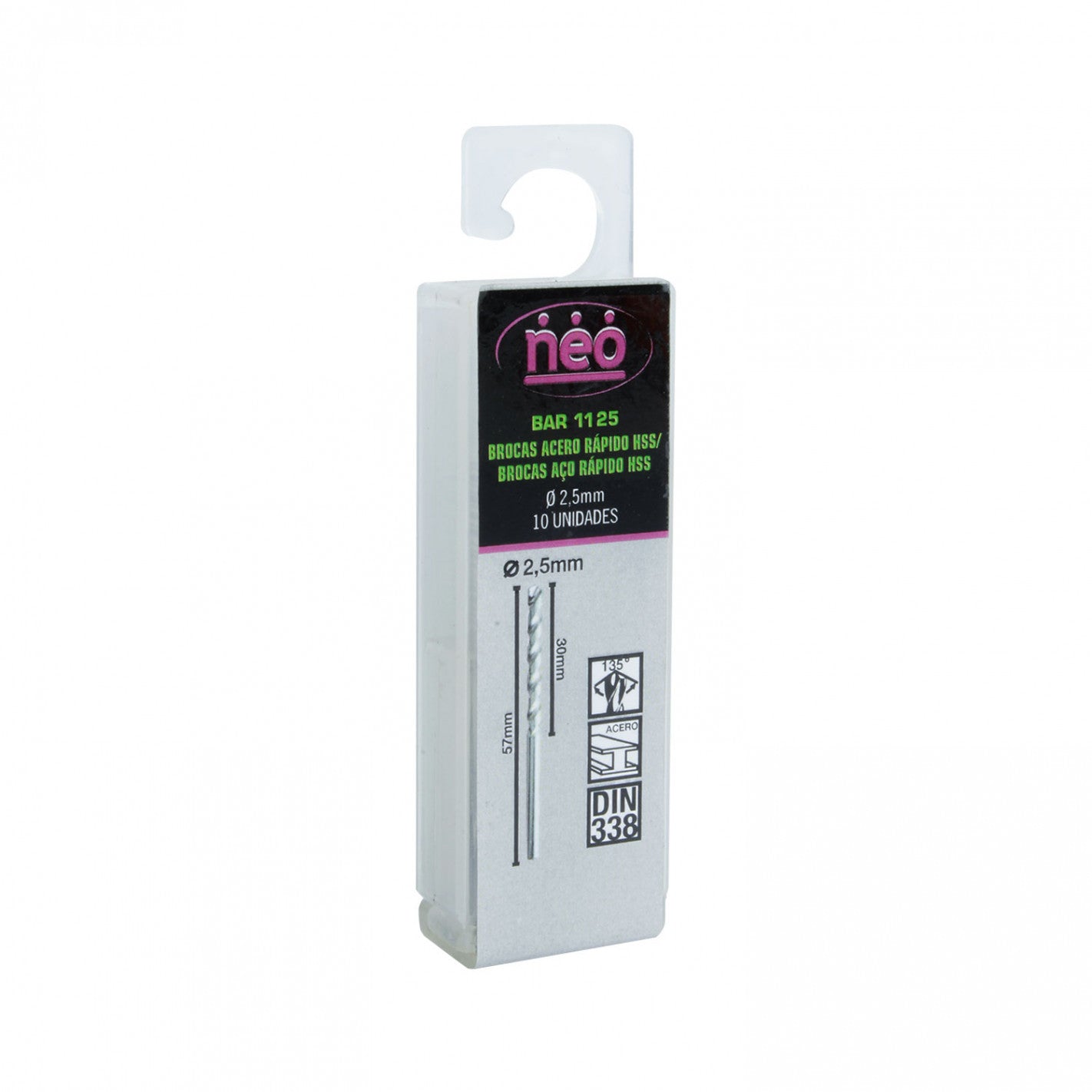 SET BROCAS HSS 2.5 x 57 mm x 10 unid BAR 1125 (1125) - NEO