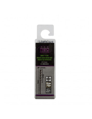 SET BROCAS HSS 3.5 x 70 mm x 10 unid BAR 1135 (1135) - NEO