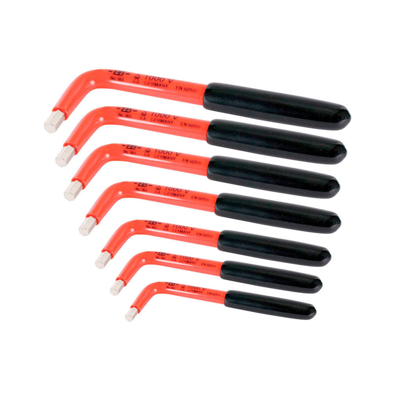SET DE 7 LLAVES ALLEN AISLADAS A 1000V EN L. MILIMETRICAS  WIHA