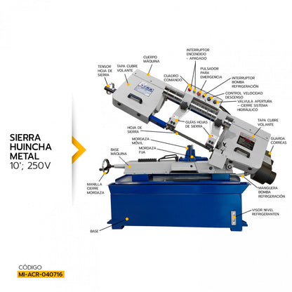 SIERRA HUINCHA METAL 10 FHBS-250V - ACRA