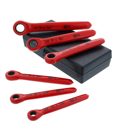Juego 6 llaves aislado vde corona c/trinquete 3/8" a 3/4" WIHA