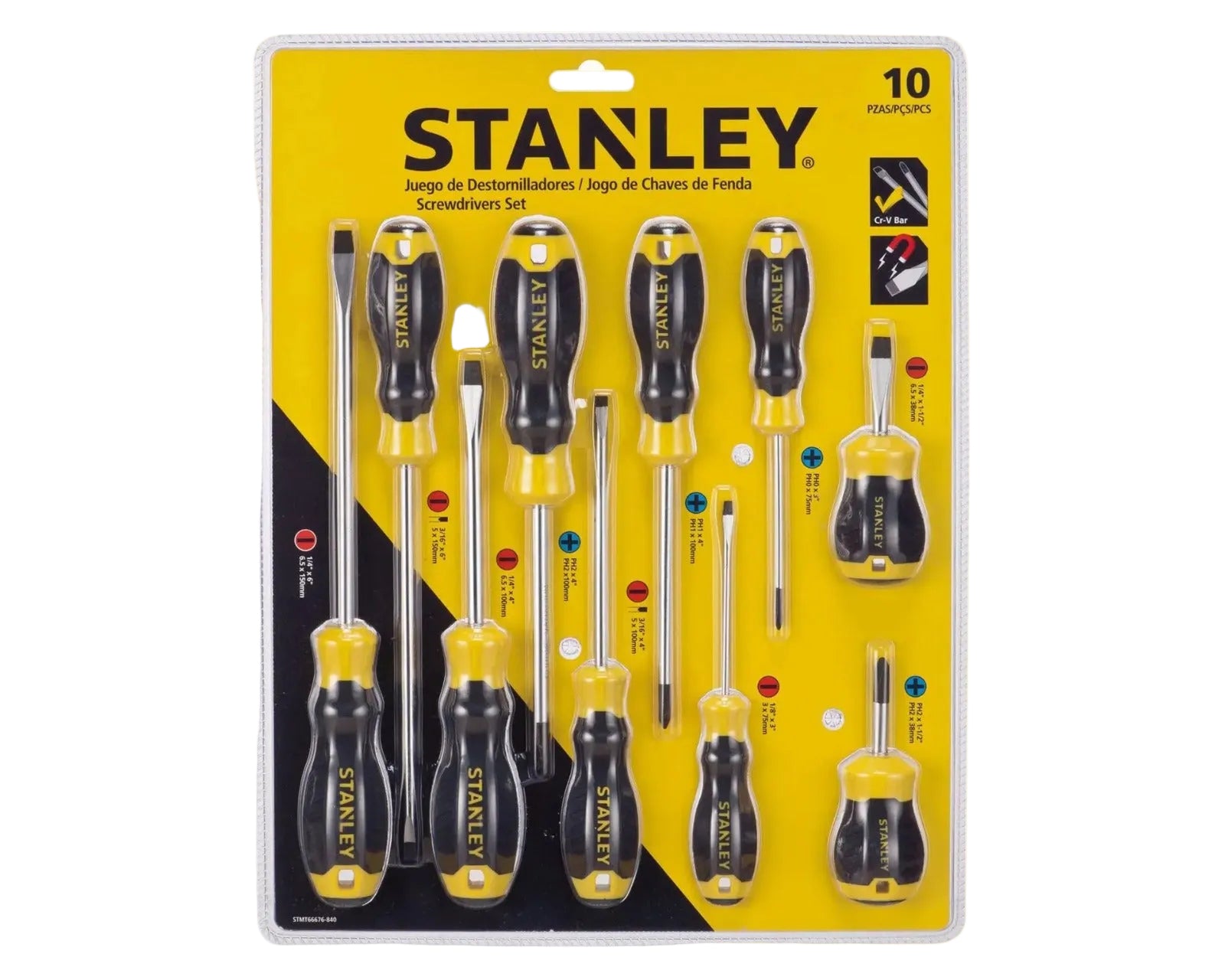 Juego de 10 Piezas Destornilladores profesional (STMT66676) - STANLEY