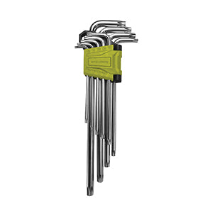 LLAVE ALLEN STEVRON PTA.TORX CROMADA EXTRA LARGA T10 - T50 JGO. 9 PIEZAS # BTK9XLAT50