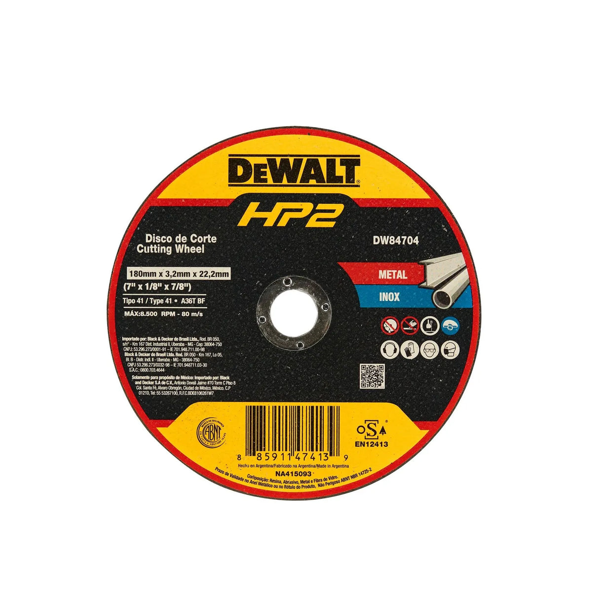 D. CORTE INOX/METAL HP2 DW 180x3mm
