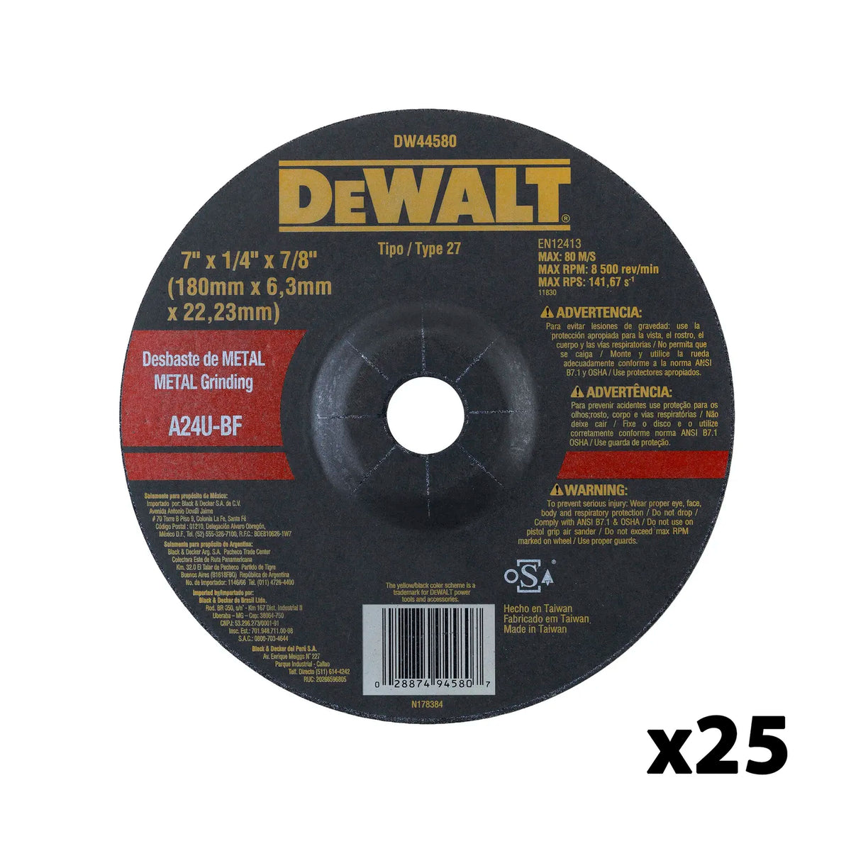 D. DESBASTE METAL PROFESIONAL DW 180x6mm