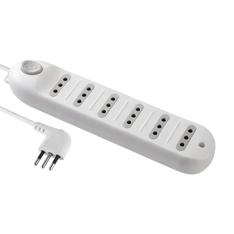 Alargador multiple 6 tomas, 5 metros, c/switch blanco GRANTT
